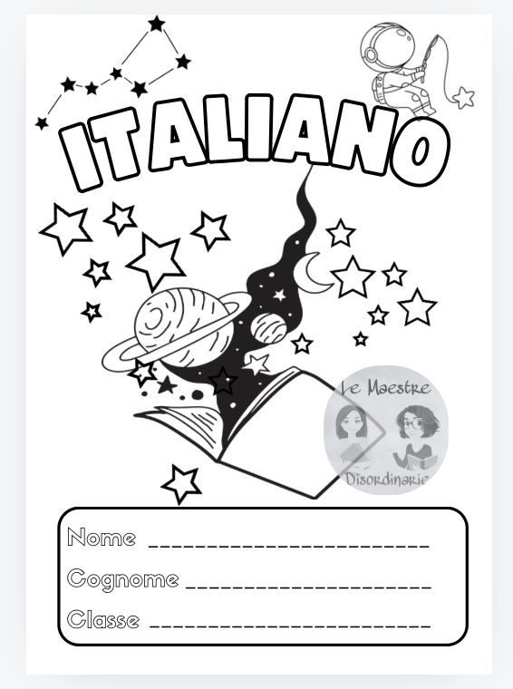 Copertina tema spazio quaderno di italiano