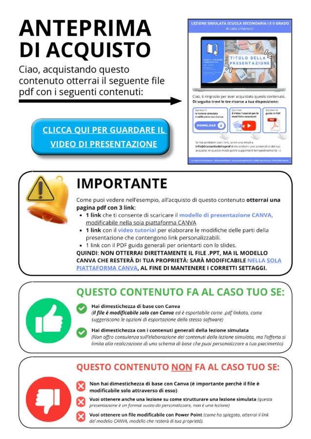 MODELLO CANVA di Lezione Simulata con INDICE LINKATO Scuola Secondaria di I e di II grado (vuoto)