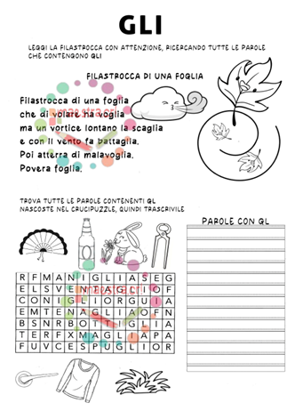 Il digramma GL - Filastrocca di una foglia