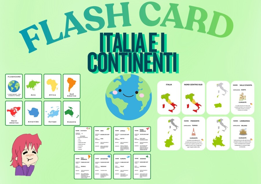 regioni d'italia e continenti Flash cards