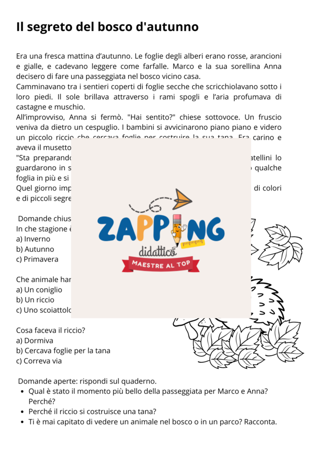 Autunno: lavoro completo interdisciplinare