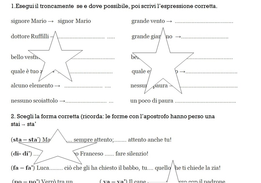 ELISIONE E TRONCAMENTO - ESERCIZI