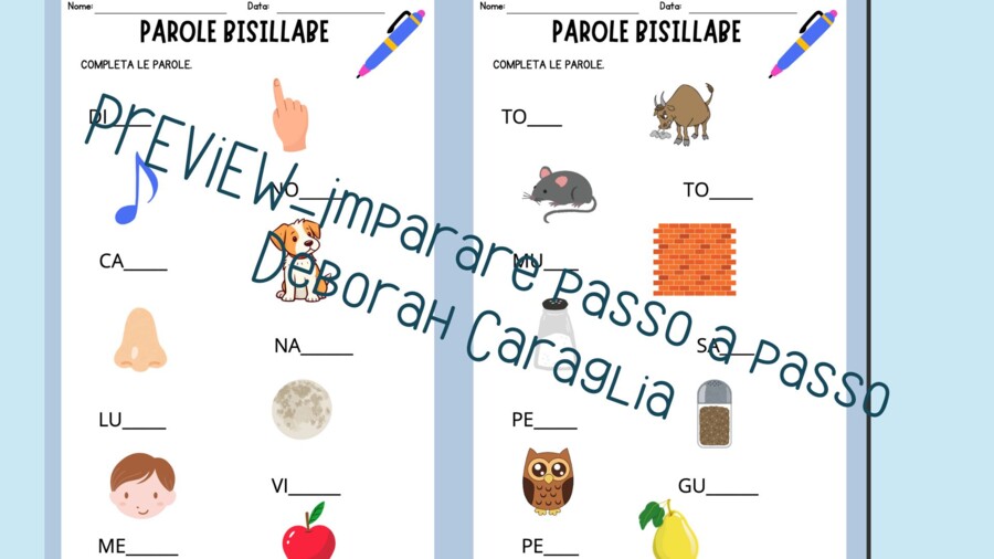 Attività di Letto-scrittura: impariamo a leggere e scrivere con le parole bisillabe