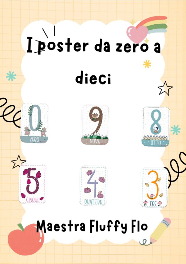 Poster murali dei numeri da zero a dieci