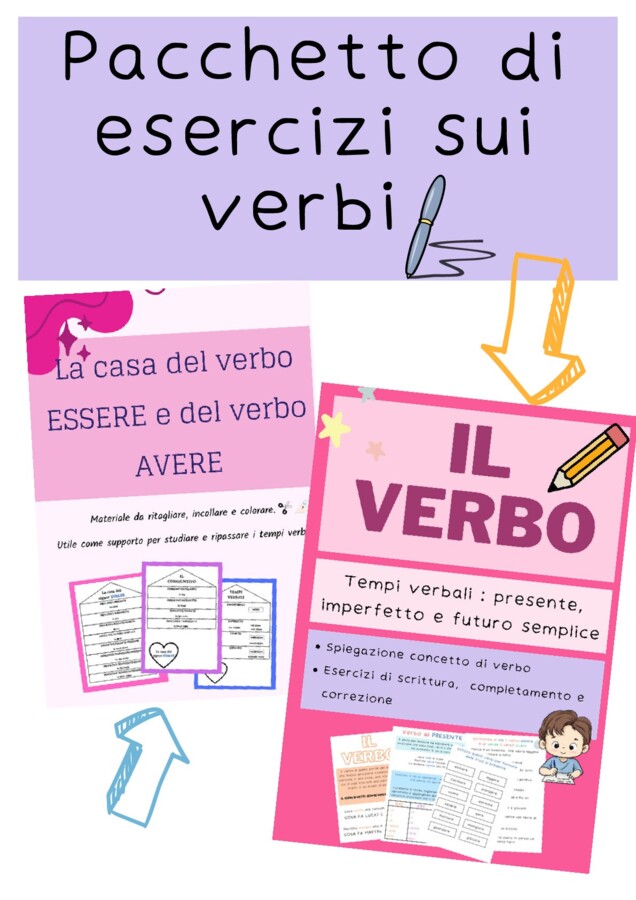 Pacchetto esercizi e schede sui verbi