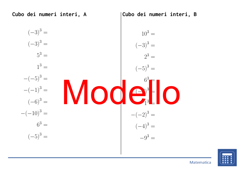 Cubo dei numeri interi | matematica | 26 colonne