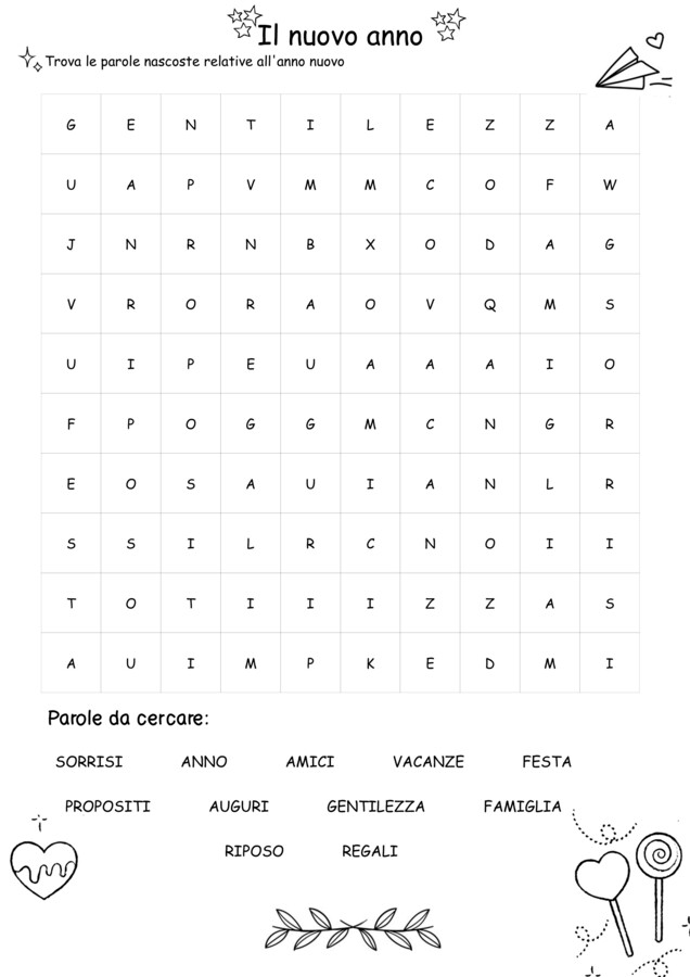 Crucipuzzle dell'anno nuovo