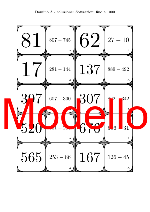 Domino | Sottrazioni fino a 1000 | Attività Matematica
