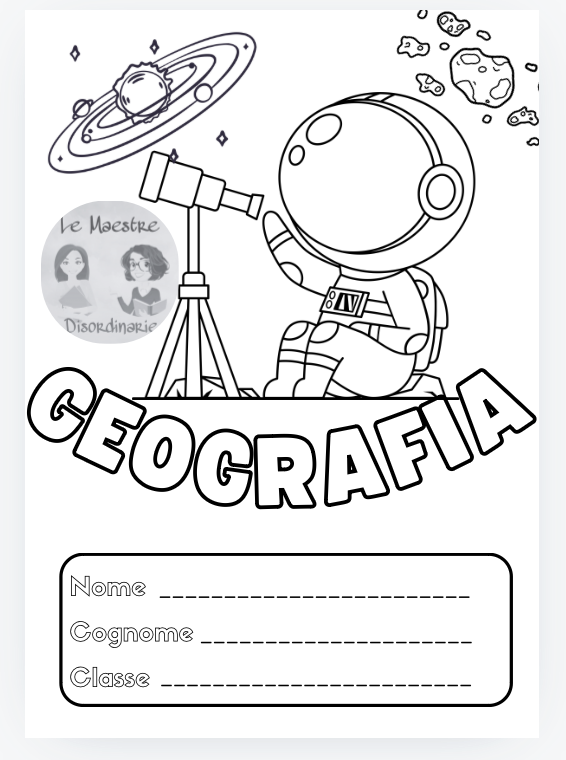Copertina a tema spaziale quaderno di geografia