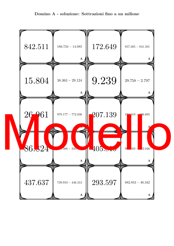 Domino - Sottrazioni fino a un milione | Attività Matematica