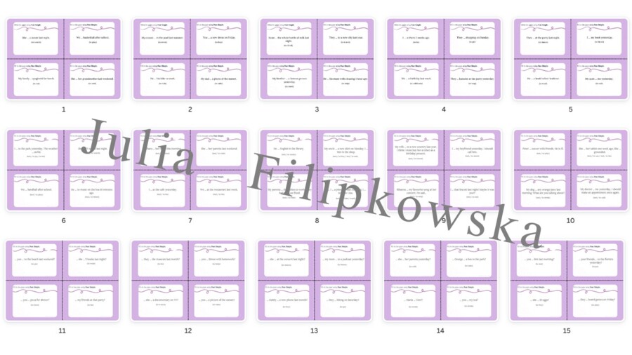 Past Simple/ Speaking cards/ Speaking/ Set/ Package/ Grades 4-8/ Grades 4-6/ Grades 6-8/ Primary school/ Warm-up/ Warm-up/ Speaking cards/ Grammar/ Speaking cards grammar/ Grammar cards/ Past Simple/ Schede parlanti/ Conversazione/ Set/ Pacchetto/ Grades