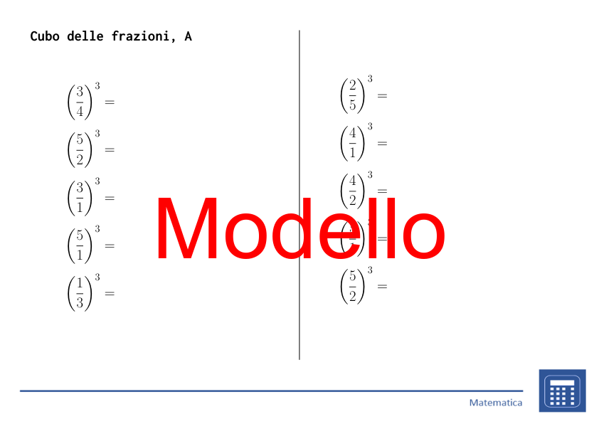Cubo delle frazioni | matematica | 26 colonne
