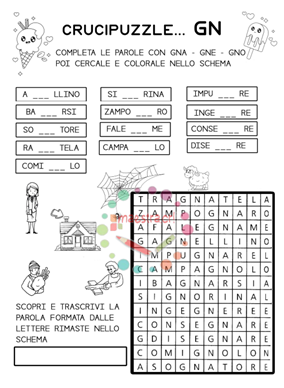 Ortografia: il digramma GN. Giocare con i crucipuzzle