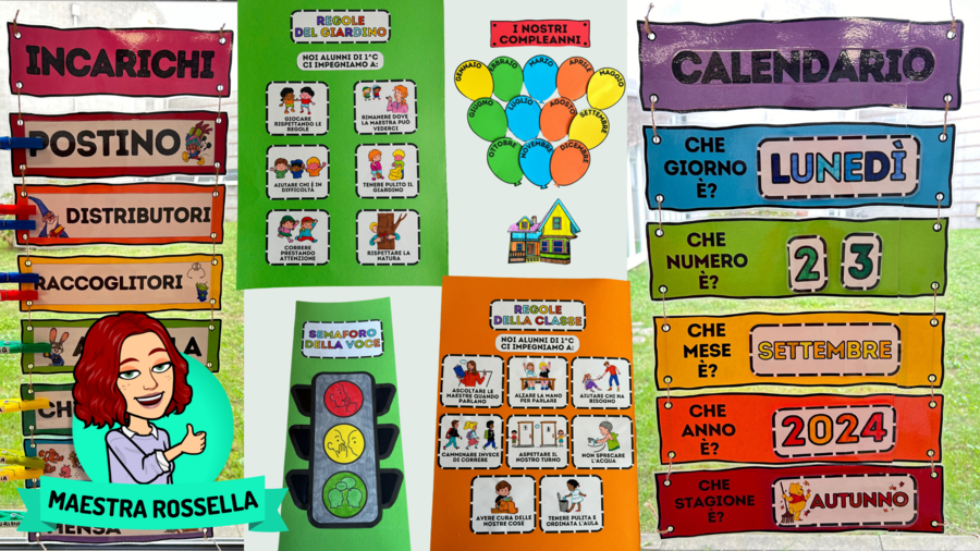 ALLESTIMENTO PER AULA (CALENDARIO, SEMAFORO VOCE, INCARICHI, REGOLE...) 💪