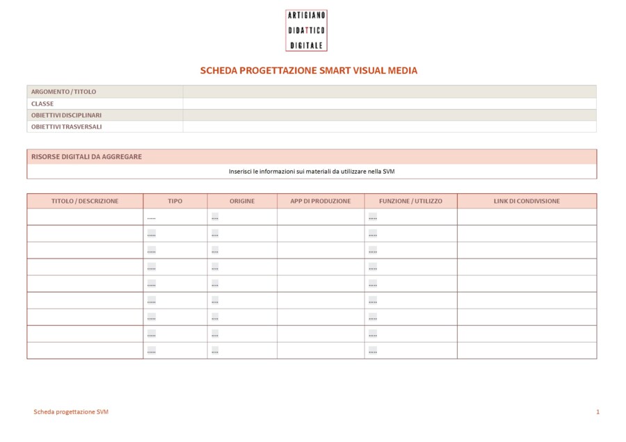 Scheda di progettazione per Smart Visual Media