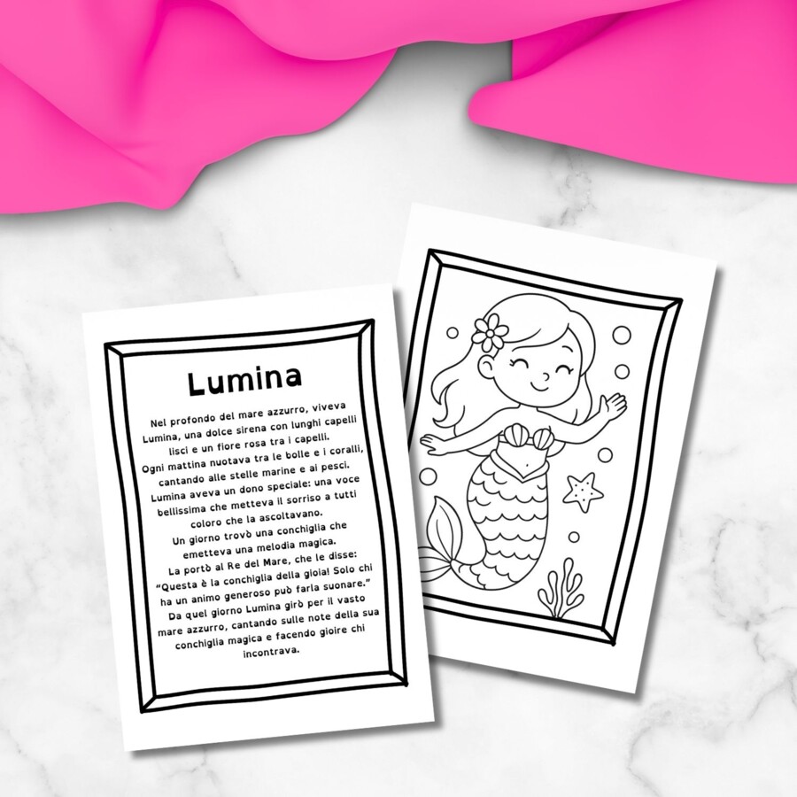 Storie ad alta leggibilità sulle sirene con disegni da colorare
