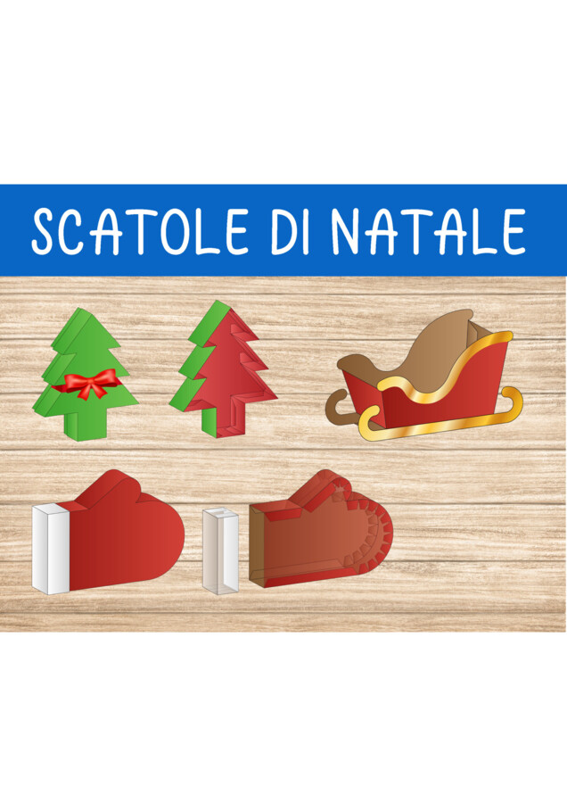 🎁 Scatole di Natale da ritagliare – Guanto, Abete e Slitta