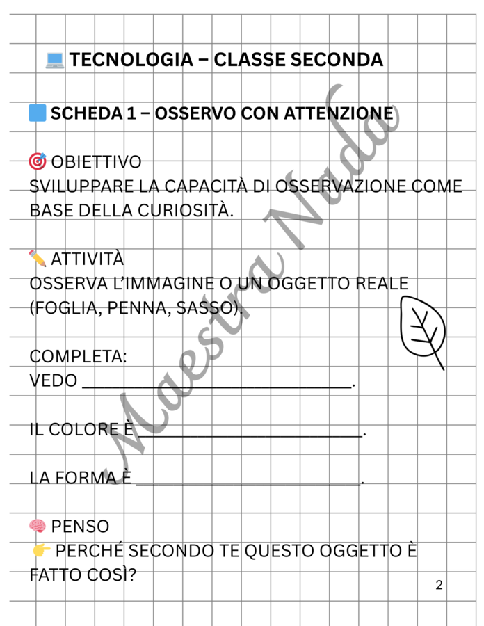 Quaderno tecnologia classe seconda scuola primaria con verifica e rubrica di valutazione (prima parte)