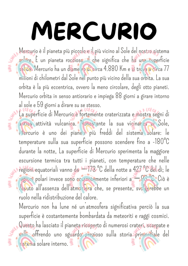 Attività sistema solare carta d'identità dei pianeti