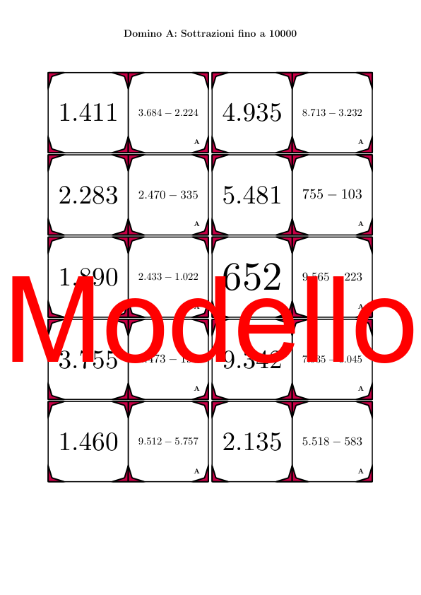 Domino | Sottrazioni fino a 10000 | Attività Matematica