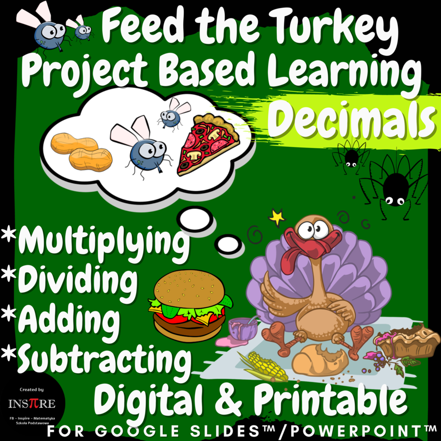 Fall Thanksgiving Math Project Operations with Decimals Project PBL Feed Turkey
