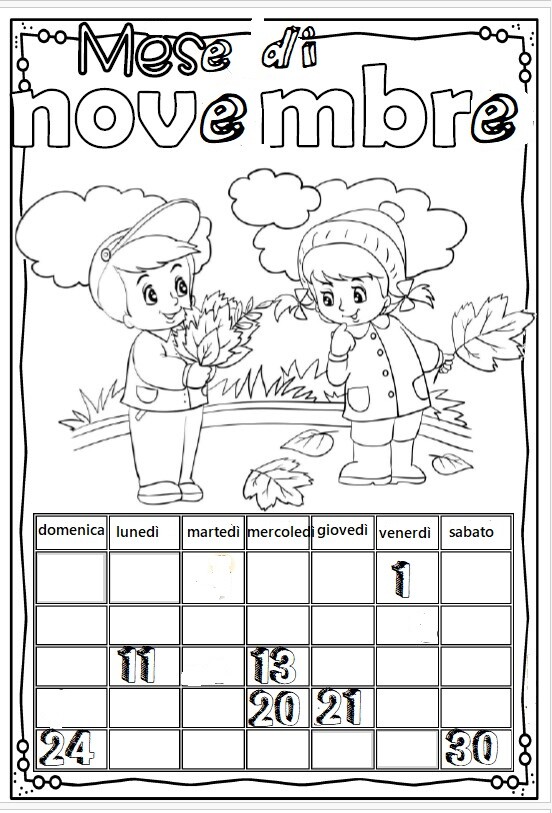CALENDARIETTO sul mese di NOVEMBRE