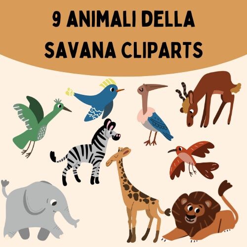 Animali della savana set di clipart