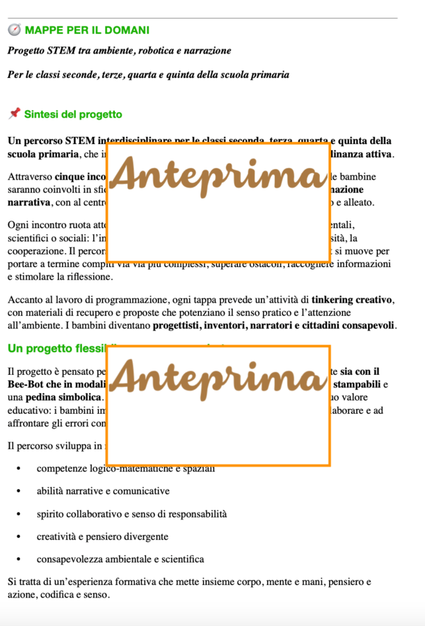 Mappe per il domani- Progetto STEM tra ambiente, coding, robotica, narrazione e tinkering-classi 2-3-4-5