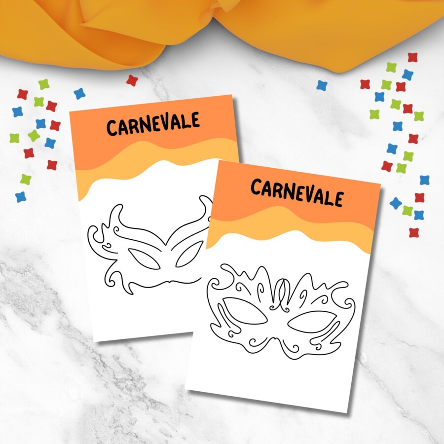 Maschere di Carnevale da colorare