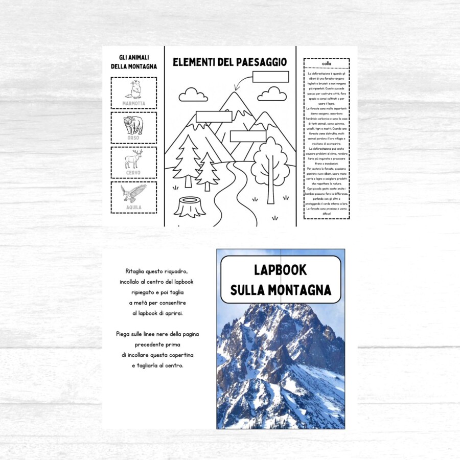 Lapbook sulla montagna da stampare