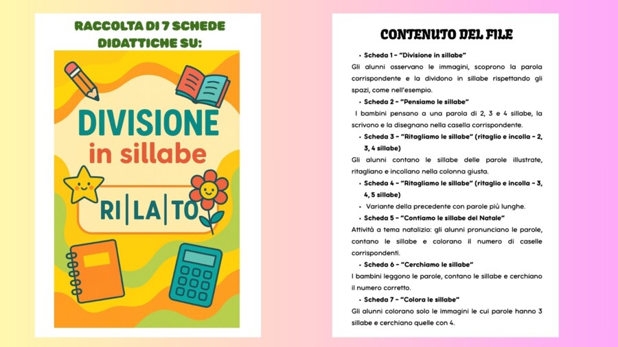 Divisione in sillabe: 7 schede didattiche per praticarla