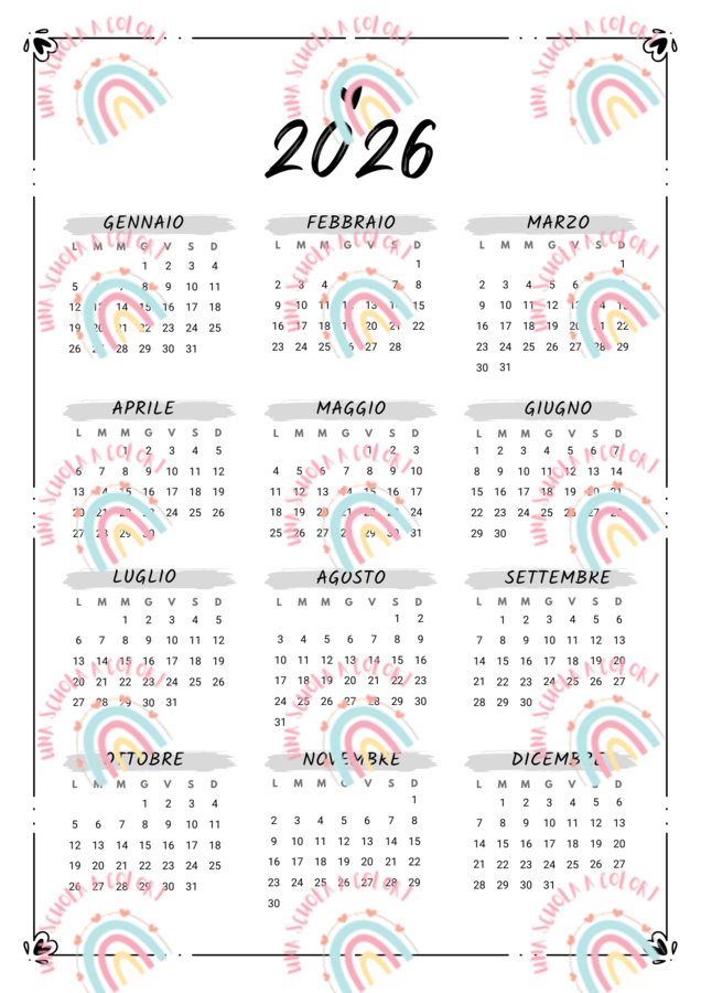 Agenda del docente spampabile 2025/26