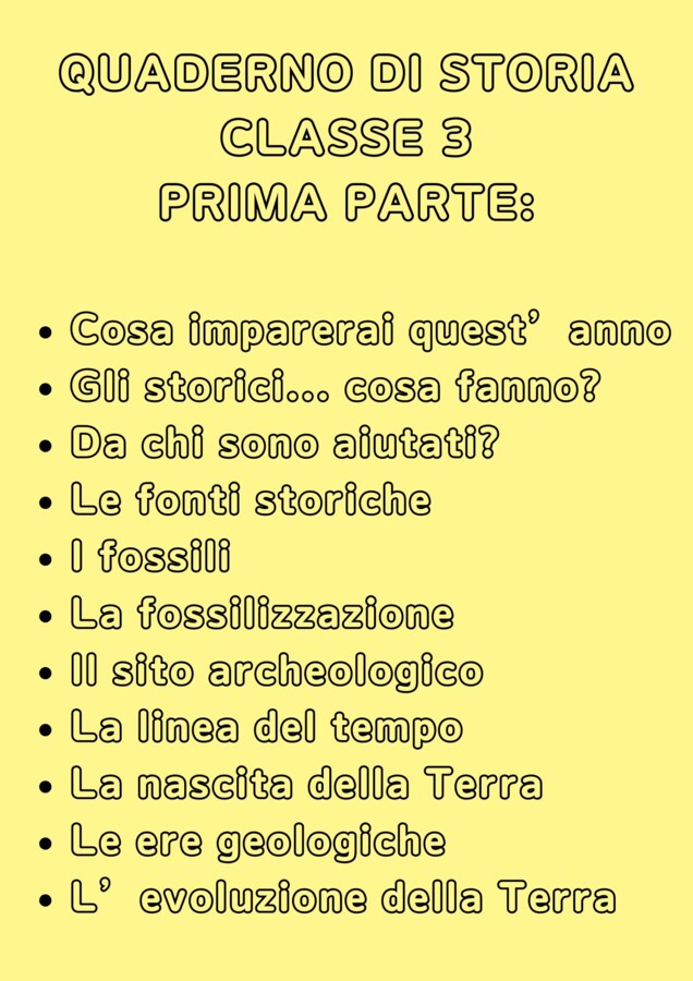 Quaderno STORIA classe 3 - prima parte