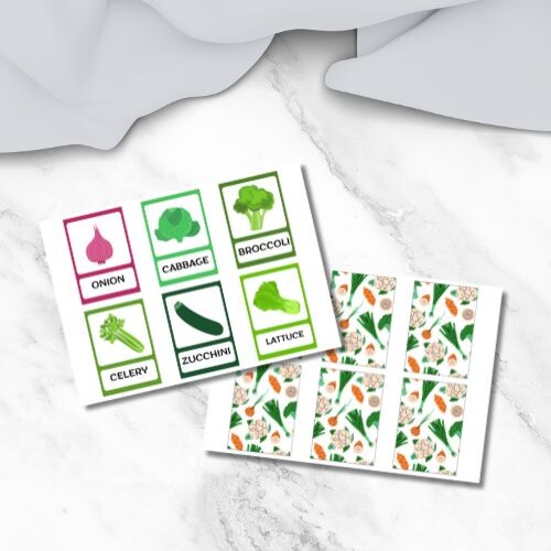 Vegetables flashcards in inglese