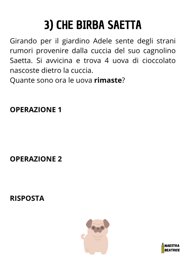 PROBLEMA DI PASQUA CLASSE SECONDA: ALLA RICERCA DELLE UOVA DI CIOCCOLATO!