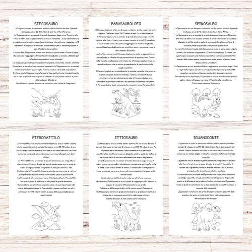 Schede didattiche sui dinosauri