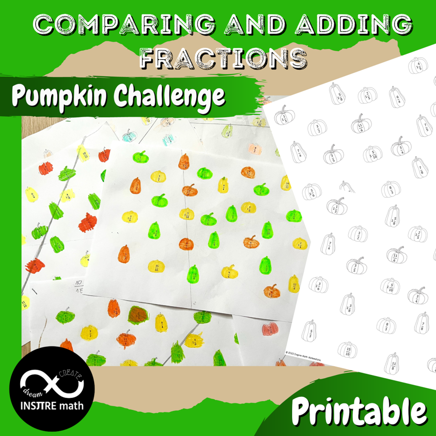 Fall Activity Pumpkin Challenge | Comparing & Adding Fractions Thanksgiving Math
