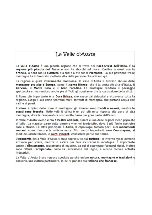 Regioni d'Italia riassunte in poche righe.
