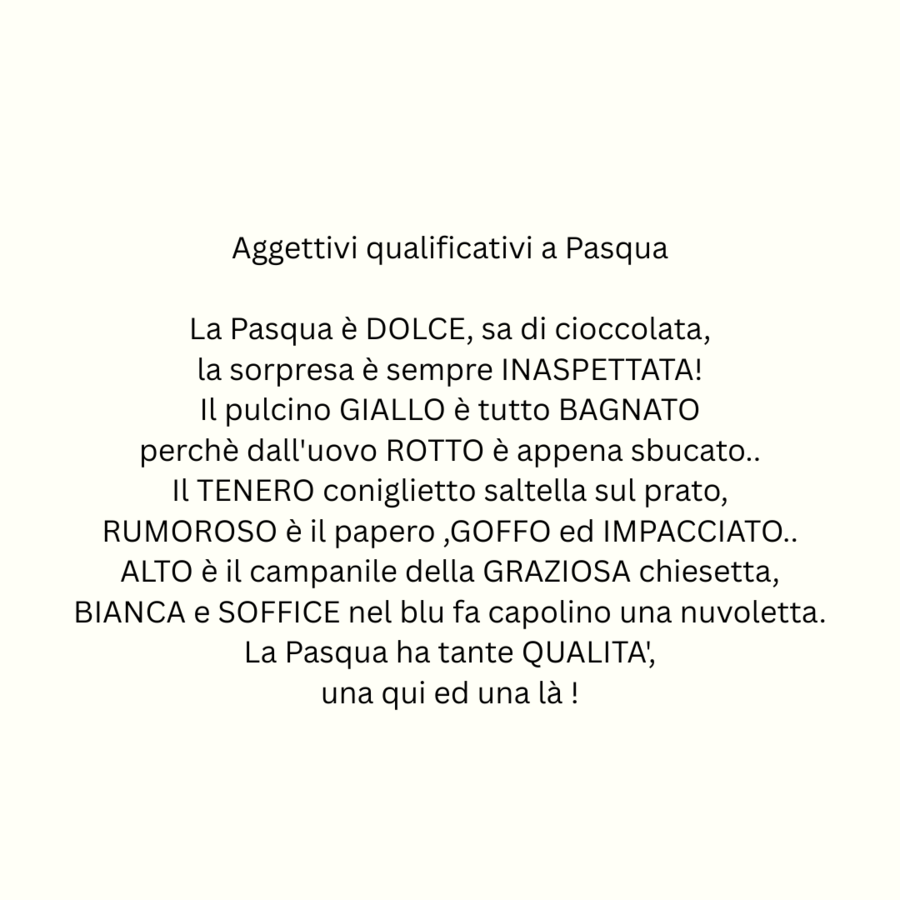 Aggettivi qualificativi a Pasqua