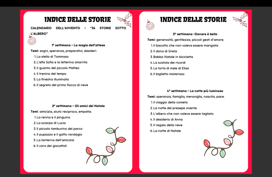 Calendario dell'avvento delle storie con attività