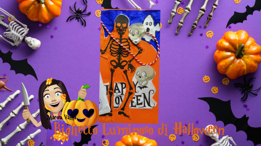 Biglietto di Halloween luminoso con circuito di carta
