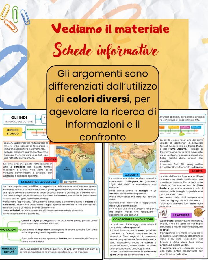 Indi e Cinesi (classe quarta) - schede informative e verifica
