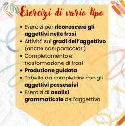 Aggettivi – Riconoscimento, gradi, possessivi e analisi (scuola primaria)