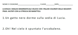 Verifica di riflessione linguistica/analisi grammaticale e logica