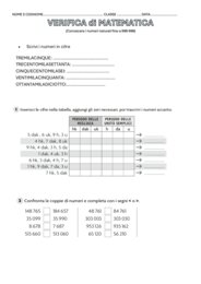 VERIFICA GRANDI NUMERI CLASSE QUARTA 40 ITEMS