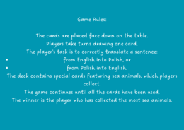 Present Simple / Gioco linguistico di traduzione – Animali marini (Inglese–Italiano)
