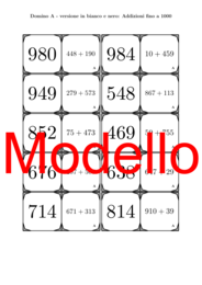 Domino | Addizioni fino a 1000 | Attività Matematica