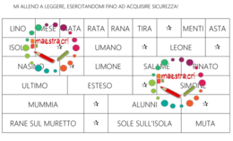 Prime schede di lettura di sillabe e parole (LMNSTR)