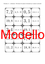 Domino - Divisioni di numeri decimali per numeri naturali | Attività Matematica