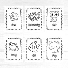 Disegni kawaii sugli animali da colorare (con parole in inglese)